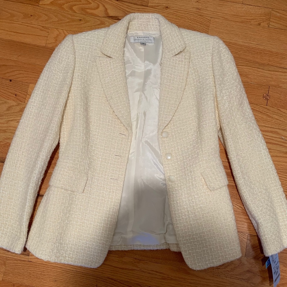 Tahari Wool Blend Off-White Blazer